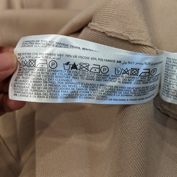 Ever New Lara Knit Dress In Latte Size 6 Collar Midi Belted V-neck Silky - Picture 14 of 14